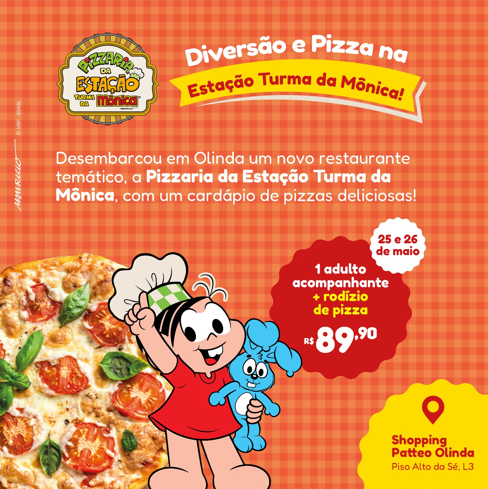 PROMOÇÃO PIZZA & PARQUE | INGRESSO INFANTIL + ADULTO ACOMPANHANTE | ETM  OLINDA