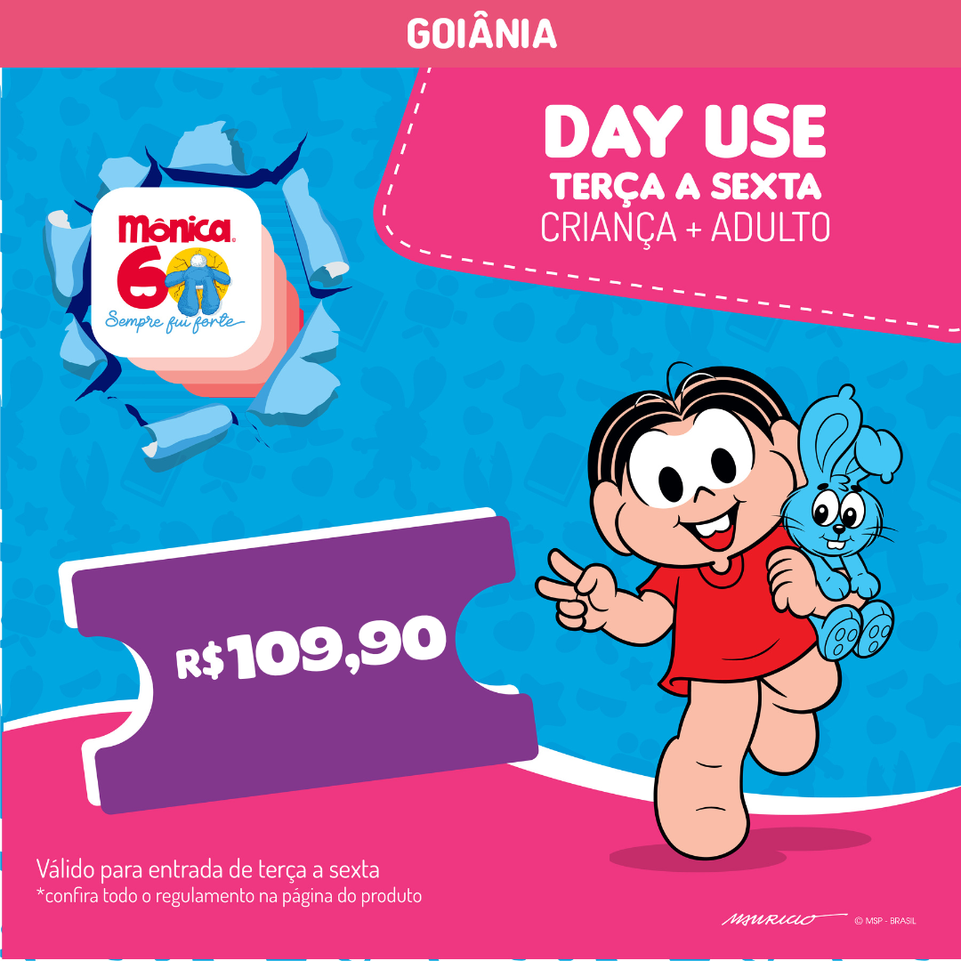 INGRESSO DAY USE INFANTIL + ADULTO ACOMPANHANTE DE TERÇA A SEXTA - ETM GO